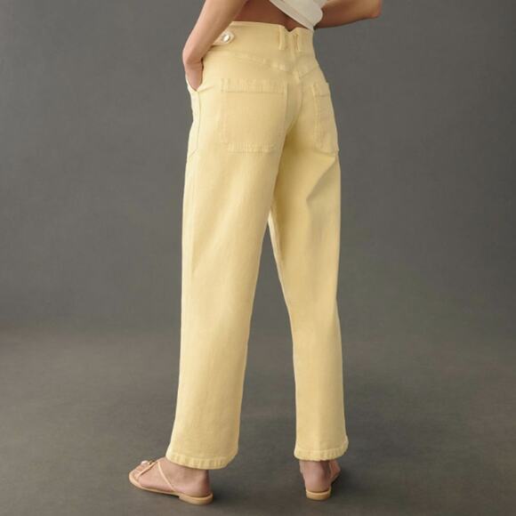 Edwin Buttermilk Yellow High Waist Stevie Crop Leg Jeans Size 34 - Picture 10 of 14